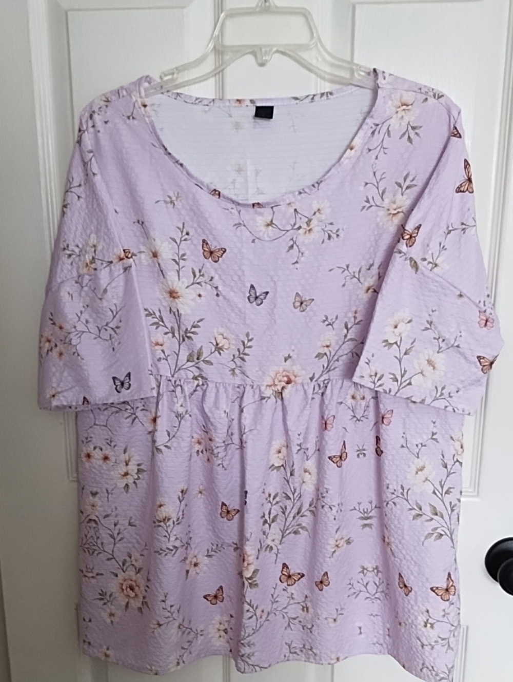 Amazon Lavender Butterfly Floral Peplum Tunic
